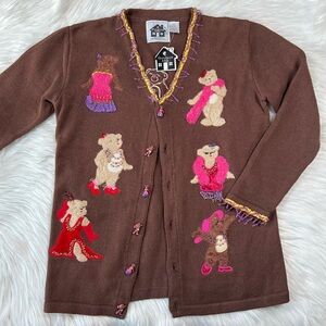 NWT Vintage Storybook Knits Teddy Bear Cardigan